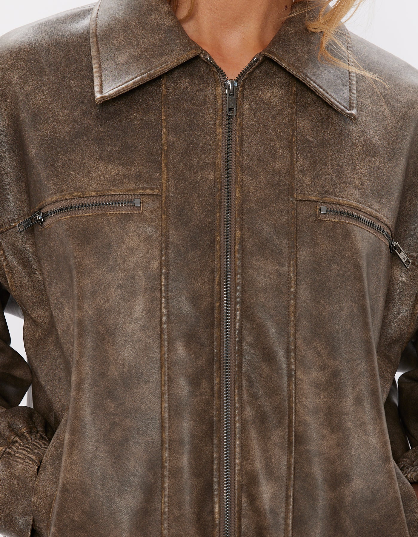 Vincy Washed Leather Jacket